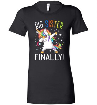 $19.95 – Funny Family Shirts: Unicorn dabbing Big Sister Reveal Lady T-Shirt