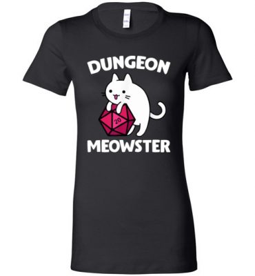 $19.95 – Dungeon Meowster Funny Nerdy Gamer Cat D20 RPG Lady T-Shirt