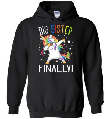 $32.95 – Funny Family Shirts: Unicorn dabbing Big Sister Reveal Hoodie