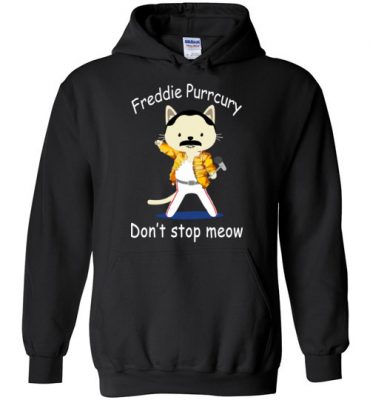 $32.95 - Funny Freddie Purrcury Don’t Stop Meow Hoodie