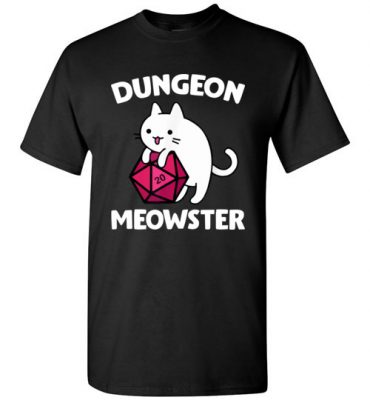 $18.95 – Dungeon Meowster Funny Nerdy Gamer Cat D20 RPG T-Shirt