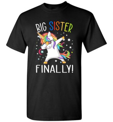 $18.95 – Funny Family Shirts: Unicorn dabbing Big Sister Reveal T-Shirt