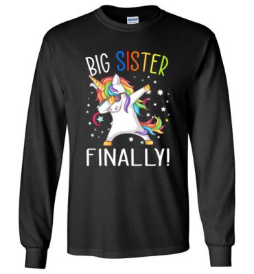 $23.95 – Funny Family Shirts: Unicorn dabbing Big Sister Reveal Long Sleeve T-Shirt