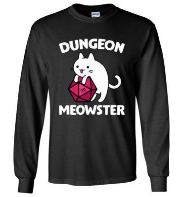 $23.95 – Dungeon Meowster Funny Nerdy Gamer Cat D20 RPG Long Sleeve T-Shirt