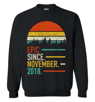 $29.95 – Retro Vintage Birthday Custom Tee Shirts Epic Since November 2018 Sweatshirt