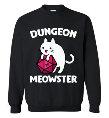 $29.95 – Dungeon Meowster Funny Nerdy Gamer Cat D20 RPG Sweatshirt