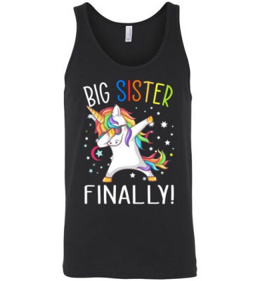 $24.95 – Funny Family Shirts: Unicorn dabbing Big Sister Reveal Unisex Tank