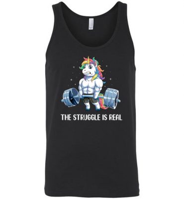 $29.95 – Funny Gym Unicorn Shirts The Struggle is Real Unisex Tank