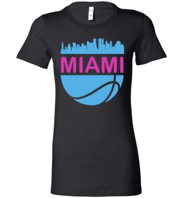 $19.95 – Vintage Miami Florida Cityscape Retro Basketball Lady T-Shirt