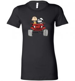 $19.95 – Snoopy And Charlie Brown Drive Jeep Funny Lady T-Shirt