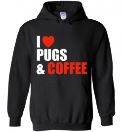 $32.95 – Pug Dog Owners Gift I Love Coffee & Pugs Hoodie