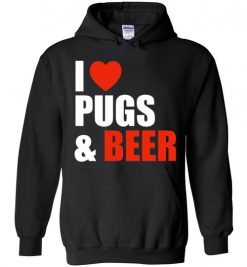 $32.95 – Pug Dog Owners Gift I Love Beer & Pugs Hoodie