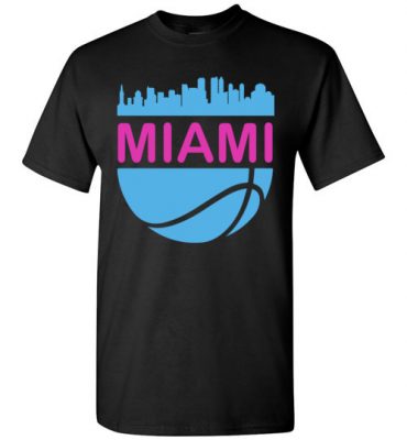 $18.95 – Vintage Miami Florida Cityscape Retro Basketball T-Shirt