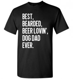 $18.95 – Funny Bearded Beer Lovin' Dog Dad Shirts Beer Lover Dog Owner Gift T-Shirt