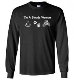 $23.95 – I’m a simple woman likes coffee Pets and Jeep funny Long Sleeve T-Shirt