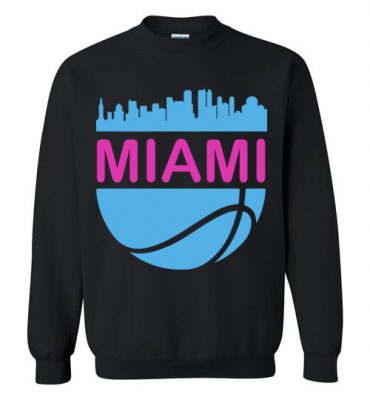 $29.95 – Vintage Miami Florida Cityscape Retro Basketball Sweatshirt