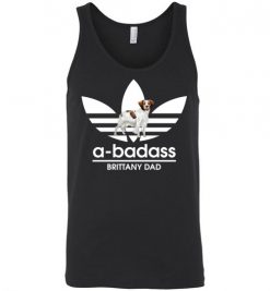 $24.95 – A-Badass Brittany Dad T-Shirts Gift for Dog Lovers Unisex Tank