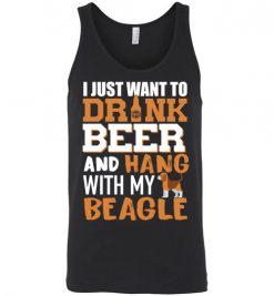 $24.95 – I Just Want To Drink Beer And Hang With My Beagle Shirts Funny Dog Lover Unisex Tank