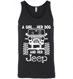 $24.95 – A Girl Her Dog and Her Jeep Funny Dog & Jeep Lovers Unisex Tank