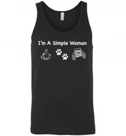 $24.95 – I’m a simple woman likes coffee Pets and Jeep funny Unisex Tank