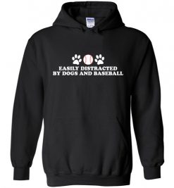 $32.95 – Easily Distracted By Dogs and baseball Funny Hoodie