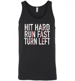 $24.95 – Funny Baseball T-Shirts Hit Hard Run Fast Turn Left Unisex Tank