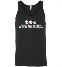 $24.95 – Easily Distracted By Dogs and baseball Funny Unisex Tank