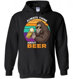 $32.95 – Always Think About Beer Funny Vintage Retro Hoodie