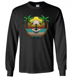 $23.95 – Skull Beach Retro graphic Long Sleeve T-Shirt