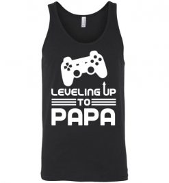 $24.95 – Funny Gamer Birth Announcement Tee Shirts, Leveling Up To Papa Unisex Tank