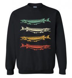 $29.95 – Cool Retro 70s 80s Inspired Muskie Fish T-Shirts Gift for Fisherman Sweatshirt