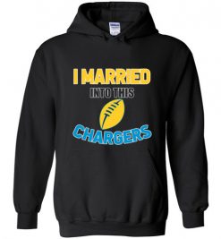 $18.95 – I Married Into This Los Angeles Chargers Funny Football NFL T-Shirt, Hoodie, Tank, Long Sleeve, Ugly Christmas Sweater